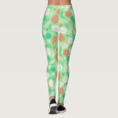 Groen en Oranje Tropisch Vloeiingspatroon Leggings (Achterkant)