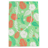 Groen en Oranje Tropisch Vloeiingspatroon Medium Cadeauzakje (Voorkant)