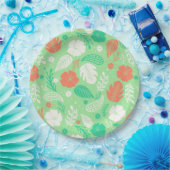 Groen en Oranje Tropisch Vloeiingspatroon Papieren Bordje (Feest)