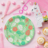 Groen en Oranje Tropisch Vloeiingspatroon Papieren Bordje (Feest)