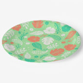 Groen en Oranje Tropisch Vloeiingspatroon Papieren Bordje (Gekanteld)