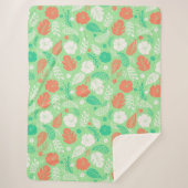 Groen en Oranje Tropisch Vloeiingspatroon Sherpa Deken (Voorkant)