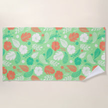 Groen en Oranje Tropisch Vloeiingspatroon