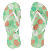 Groen en Oranje Tropisch Vloeiingspatroon Teenslippers (Voetbed)