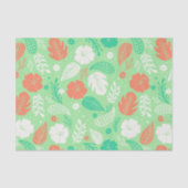 Groen en Oranje Tropisch Vloeiingspatroon Tissuepapier (Voorkant)