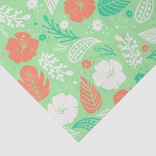 Groen en Oranje Tropisch Vloeiingspatroon Tissuepapier (Detail)