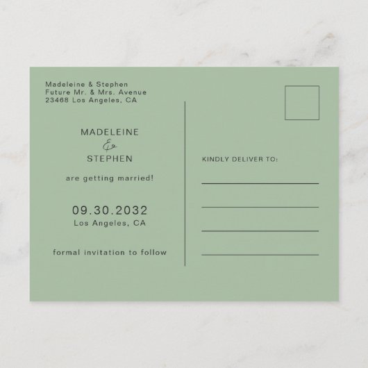 Groen en oranje Wildbloemen bloemen Opslaan Datum Aankondigingskaart (Achterkant)