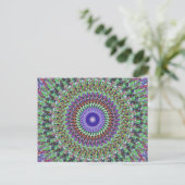 Groen en Paars Abstract Mandala Briefkaart (Staand voorkant)