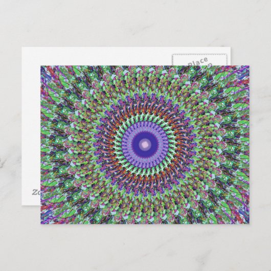 Groen en Paars Abstract Mandala Briefkaart (Voorkant / Achterkant)