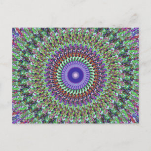 Groen en Paars Abstract Mandala Briefkaart
