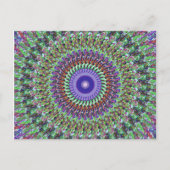 Groen en Paars Abstract Mandala Briefkaart (Voorkant)