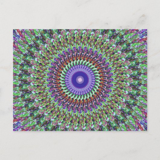 Groen en Paars Abstract Mandala Briefkaart (Voorkant)