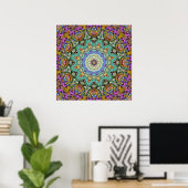 Groen en Paars Abstract Mandala Poster (Thuiskantoor)