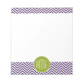 Groen en Paars Chevron Pattern Aangepast Monogram Notitieblok (Voorkant)