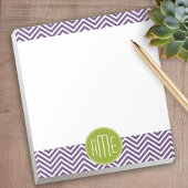 Groen en Paars Chevron Pattern Aangepast Monogram Notitieblok