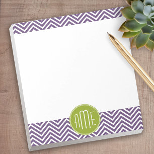 Groen en Paars Chevron Pattern Aangepast Monogram Notitieblok