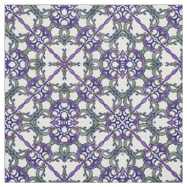 Groen en Paars Floral Damask Pattern Stof