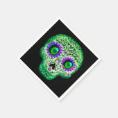 Groen en Paars gegloeiend Suiker Zwarte Halloween Servet (Hoek)