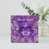 Groen en Paars Maskeradefeest Kaart (Staand voorkant)