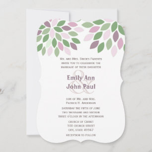 Groen en Paars Modern Chyrsanthemum Wedding Kaart