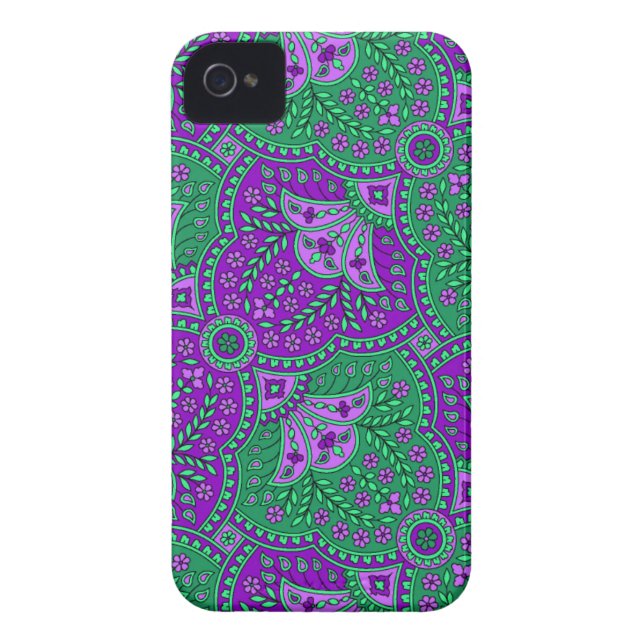 Groen en Paars Paisley Case-Mate iPhone Case (Achterkant)