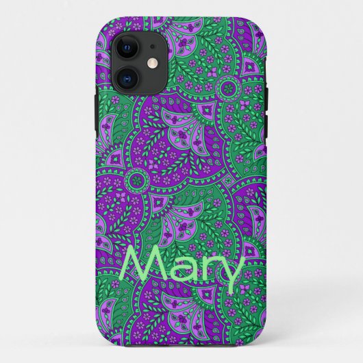 Groen en Paars Paisley Case-Mate iPhone Case (Achterkant)