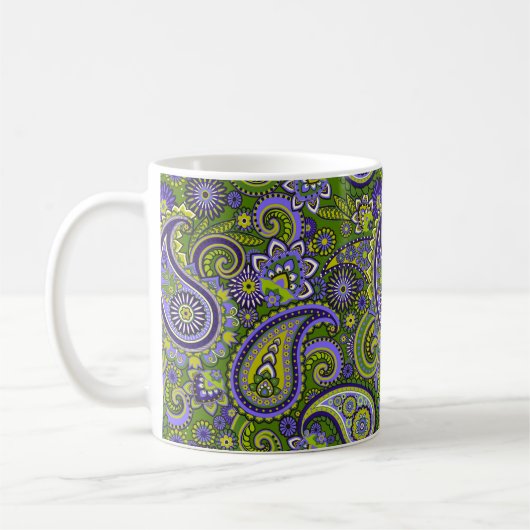 Groen en Paars Paisley Koffiemok (Links)