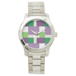 groen en paars patroon horloge