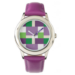 groen en paars patroon horloge