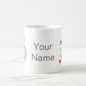 groen en paars, rood hart koffiemok (Center)