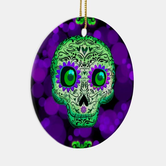 Groen en Paars stromend suiker Keramisch Ornament (Rechts)