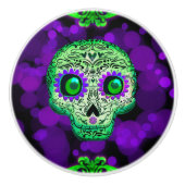 Groen en Paars stromend suiker Keramische Knop (Voorkant)