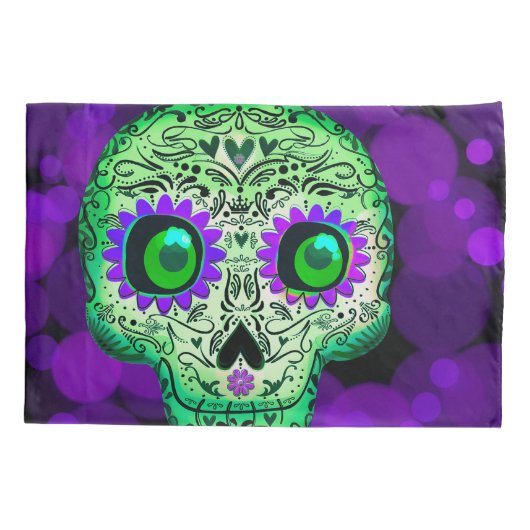 Groen en Paars stromend suiker Kussensloop (Achterkant)