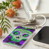 Groen en Paars stromend suiker Sleutelhanger (Voorkant Rechts)