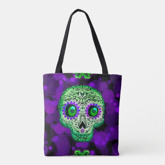 Groen en Paars stromend suiker Tote Bag (Achterkant)