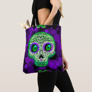 Groen en Paars stromend suiker Tote Bag