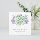 Groen en Paars Succulent Bouquet Square Weddenscha Kaart (Staand voorkant)