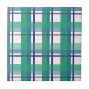 Groen En Paars Tartan Patroon Tegeltje