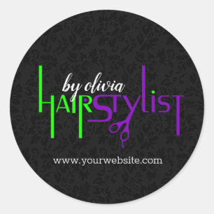 Groen en Paars tekstontwerp Ronde Sticker