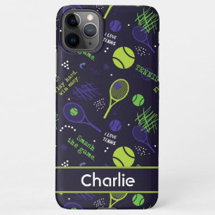 💚 Groen en 💜 paars tennispatroon - douanenaam iPhone 11Pro Max Hoesje