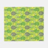💚 💜 Groen en paars tennisracketpatroon Fleece Deken (Voorkant (Horizontaal))