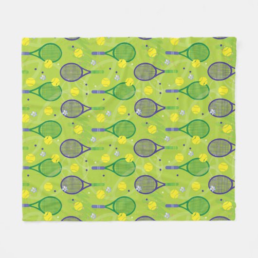 💚 💜 Groen en paars tennisracketpatroon Fleece Deken (Voorkant (Horizontaal))