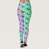 Groen en Paars vierkant Tennis Player Patroon Leggings (Achterkant)