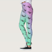 Groen en Paars vierkant Tennis Player Patroon Leggings (Links)