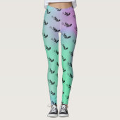 Groen en Paars vierkant Tennis Player Patroon Leggings (Voorkant)