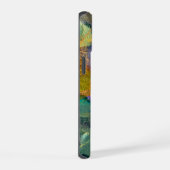 Groen en Paarse Abstracte Bloemen iPhone 15 Case (Rechterkant)