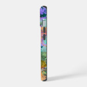 Groen en Paarse Abstracte Bloemen iPhone 15 Case (Linkerkant)