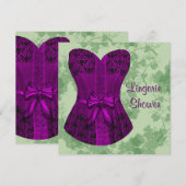 Groen en Paarse Corset Vrijgezellenfeest Kaart (Voorkant / Achterkant)