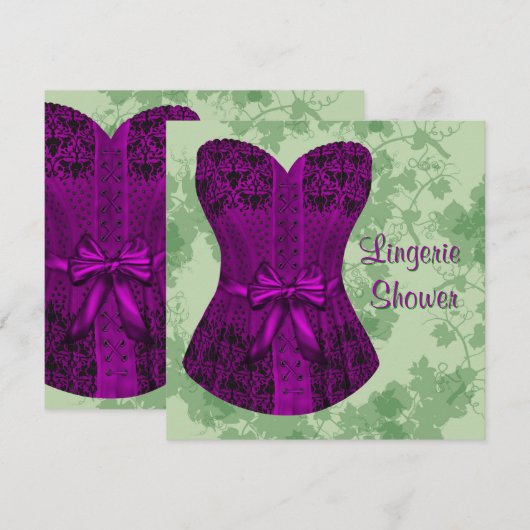 Groen en Paarse Corset Vrijgezellenfeest Kaart (Voorkant / Achterkant)
