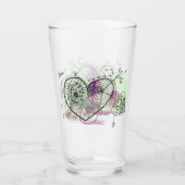 Groen en Paarse met grillige harten Glas (Achterkant)